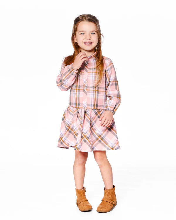 Long Sleeve Plaid Shirt Dress