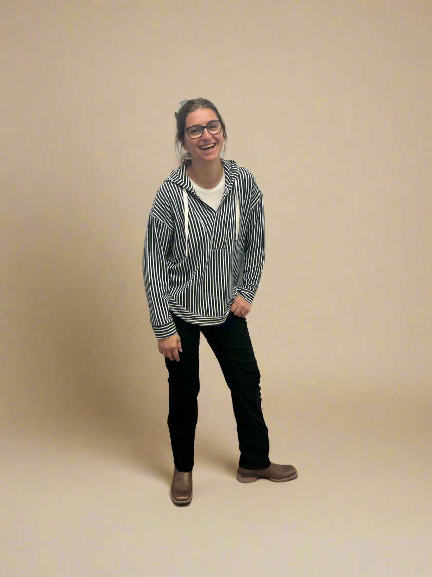 Nautical Stripe V-neck Pullover