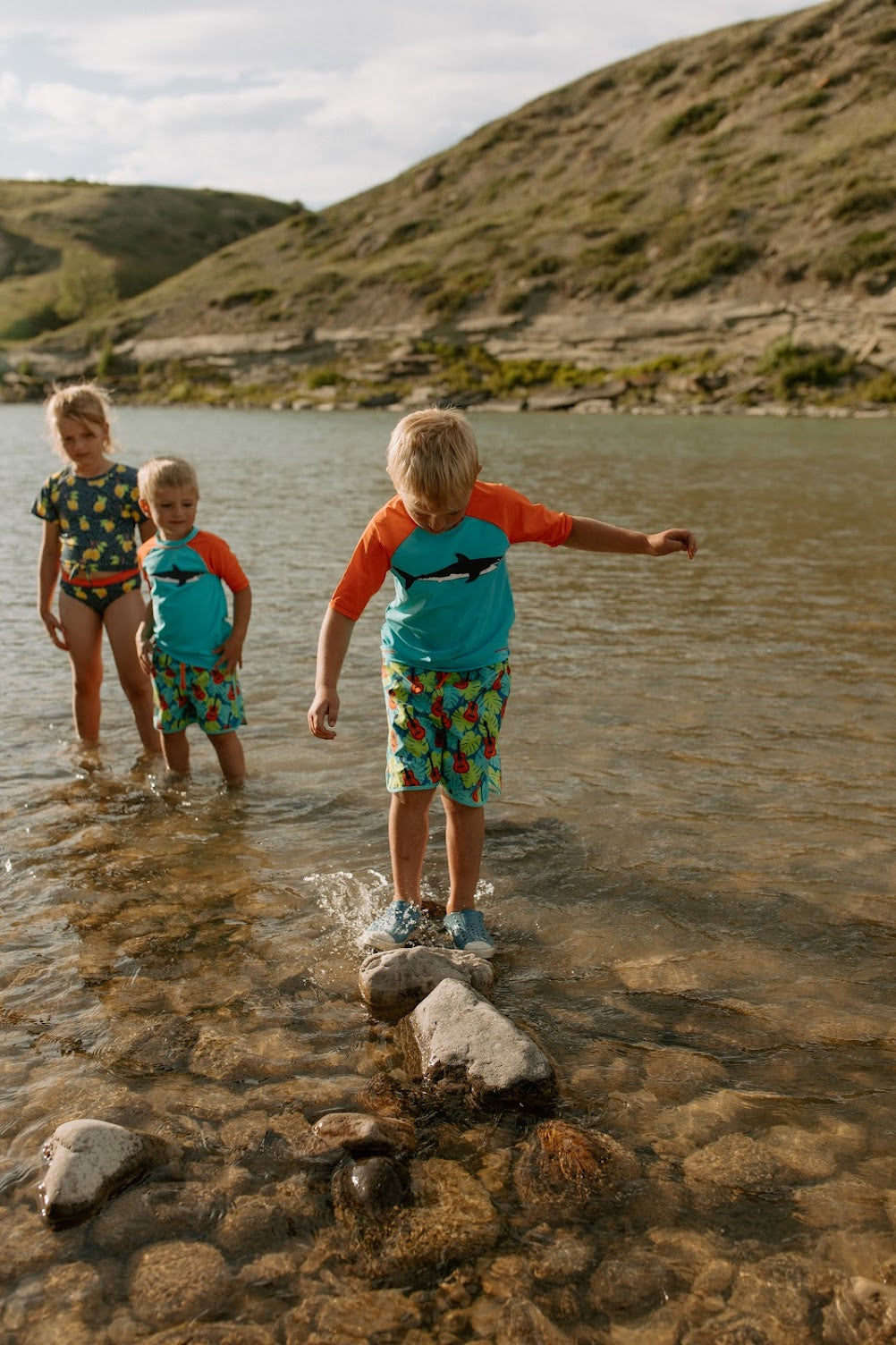 Shark Short-Sleeve Swim Top