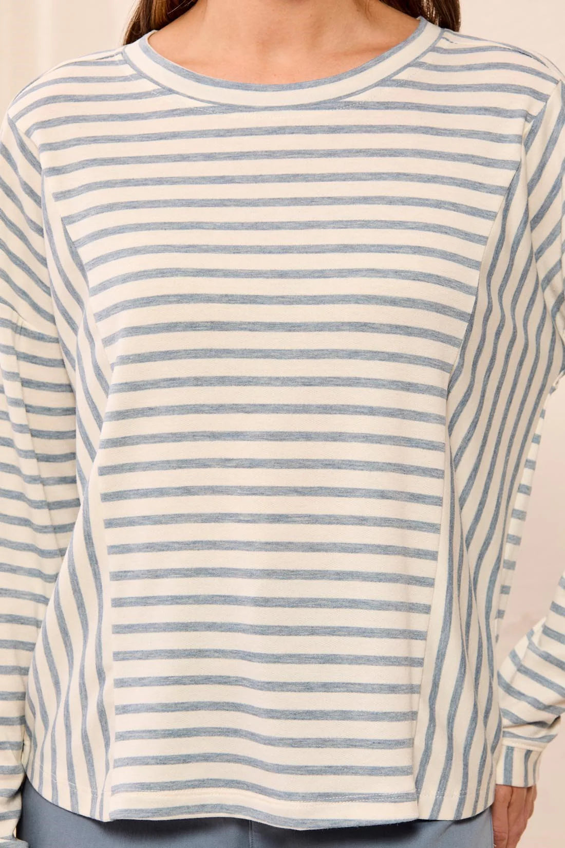 Blue Fog Striped Crewneck