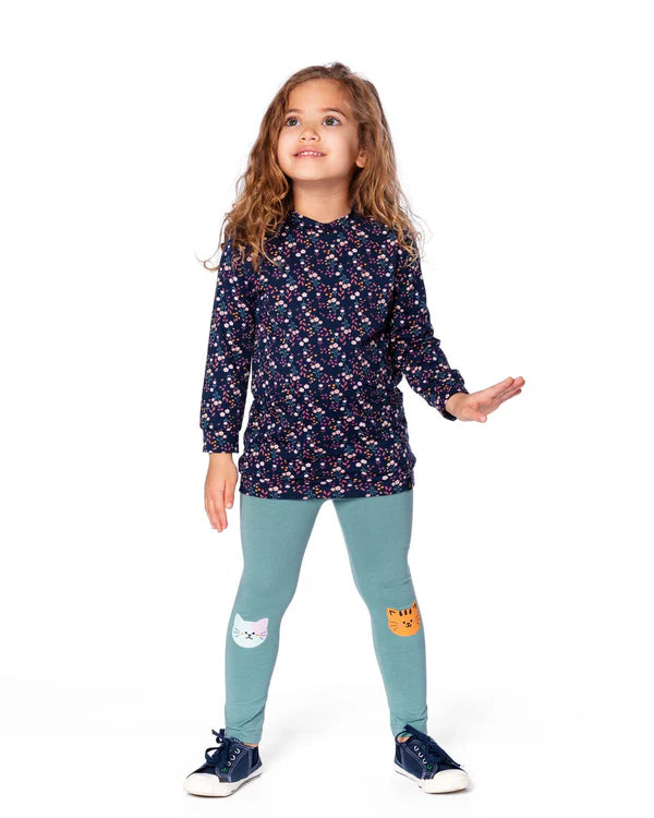Navy Floral Tunic And Leggings Set