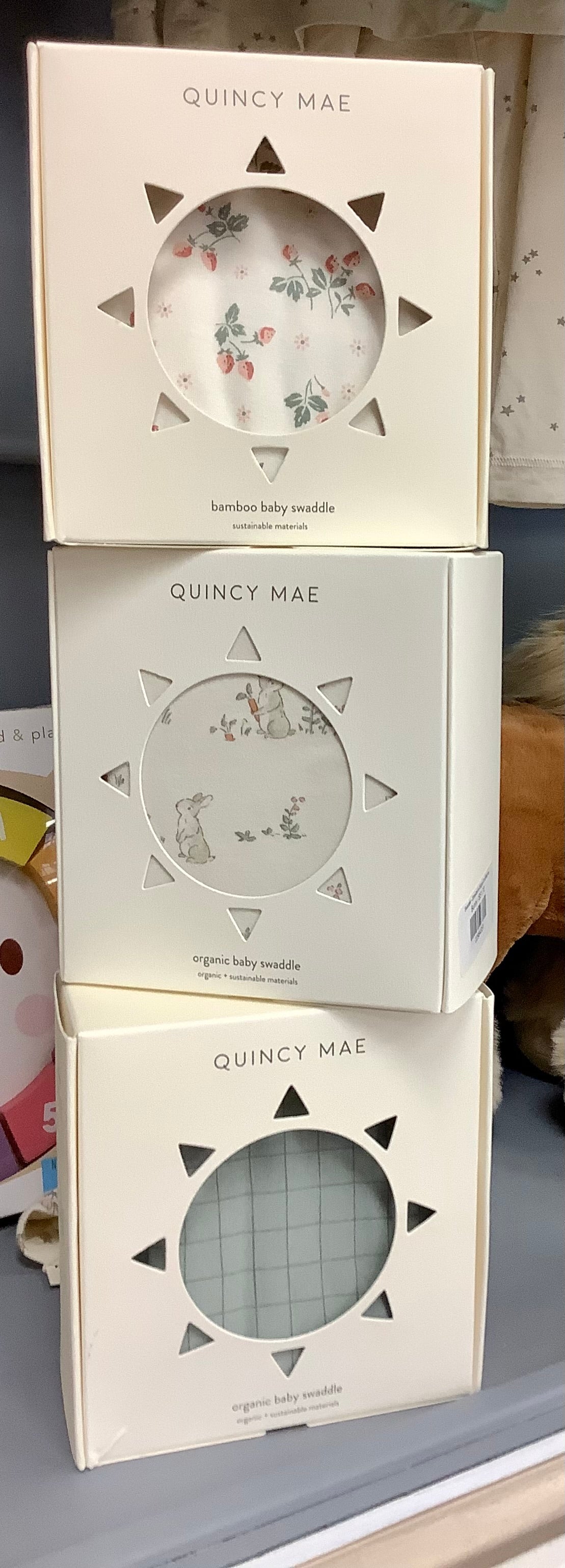 Swaddle - Strawberry/Sage Grid/Bunny