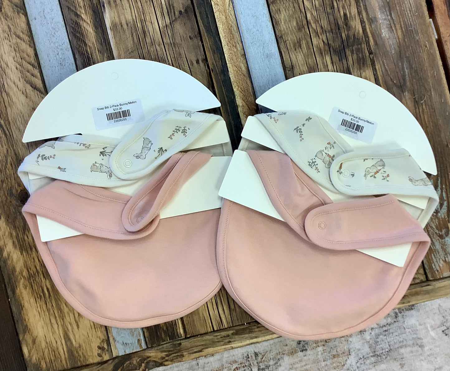 Snap Bib 2-Pack Bunny/Melon