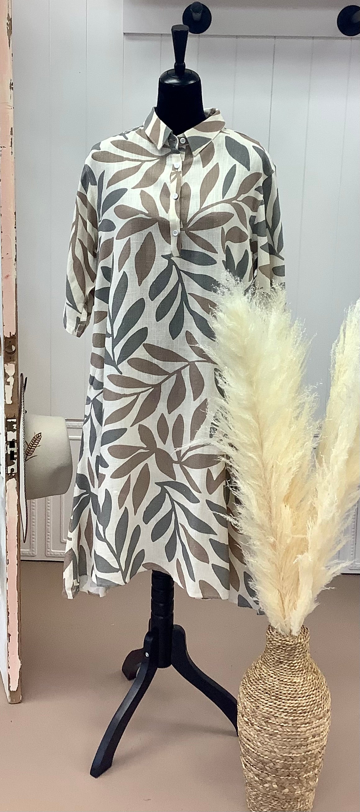 Fango Linen Dress with Buttons