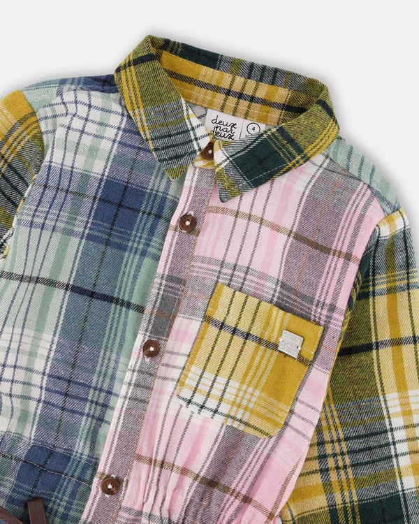 Multicoloured Belted Shirt Dress