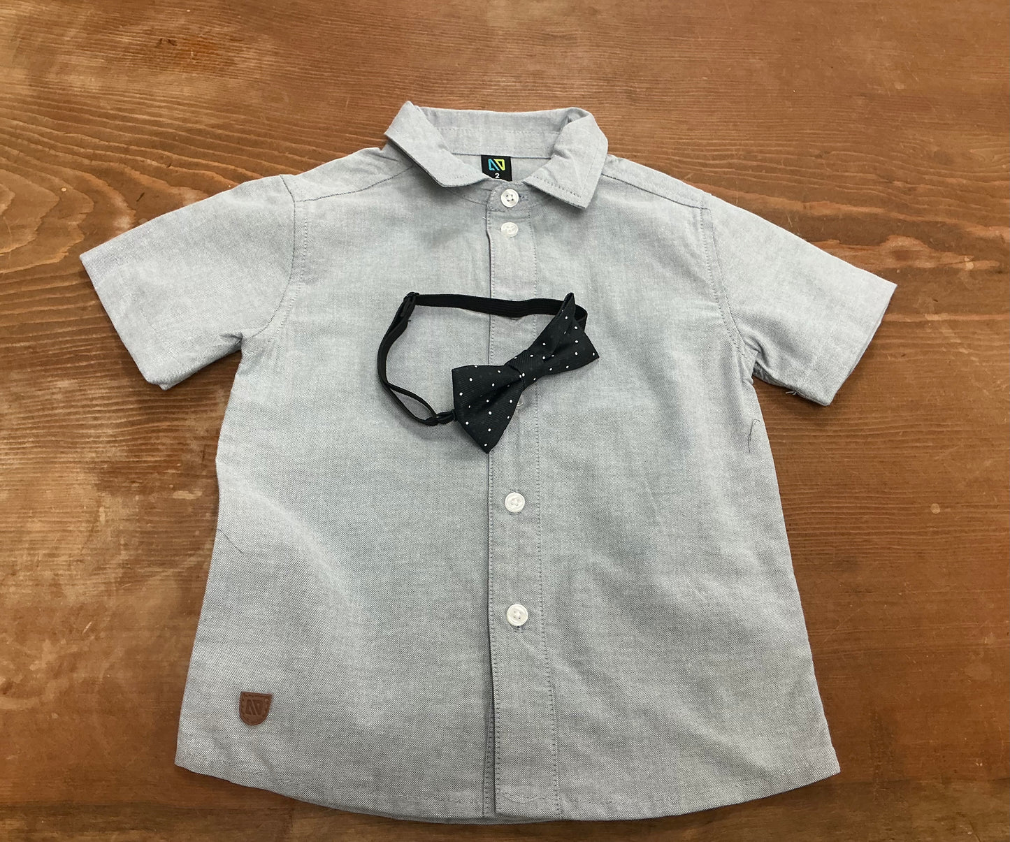 Button Up Tee With Polka Dot Bow