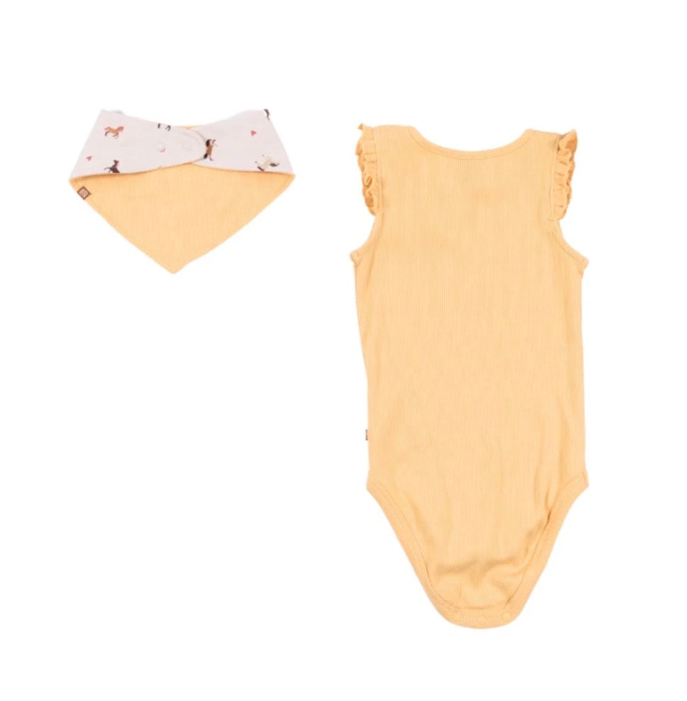 Reversible Orange Horse Bib Onesie