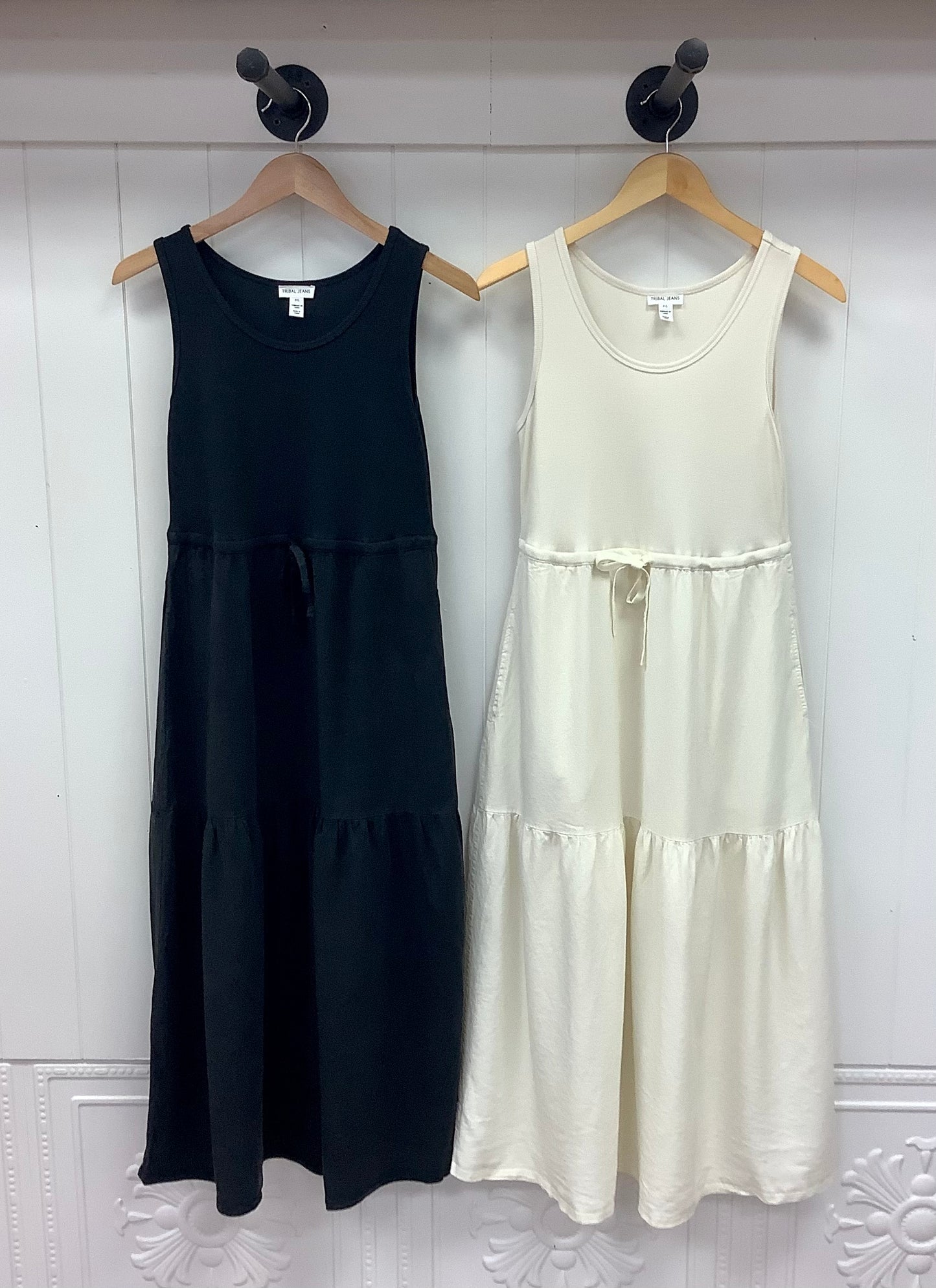 Mixed Media Tiered Maxi Dress