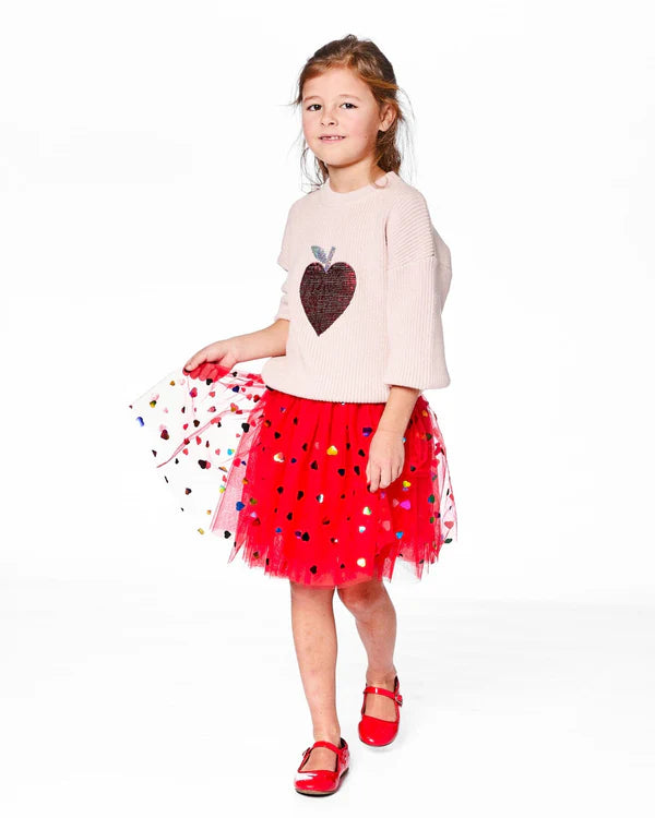 Red Hearts Tulle Skirt