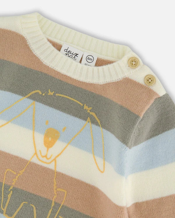 Striped Puppy Knitted Baby Set
