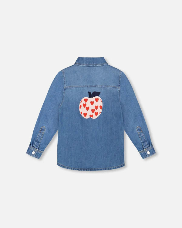 Embroidered Hearts Denim Shirt