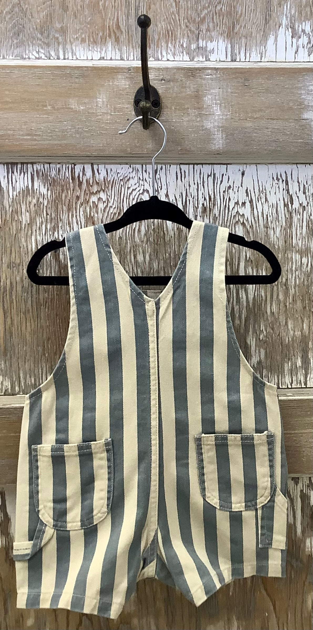 Ocean Stripe Denim Overalls