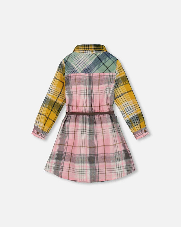 Multicoloured Belted Shirt Dress