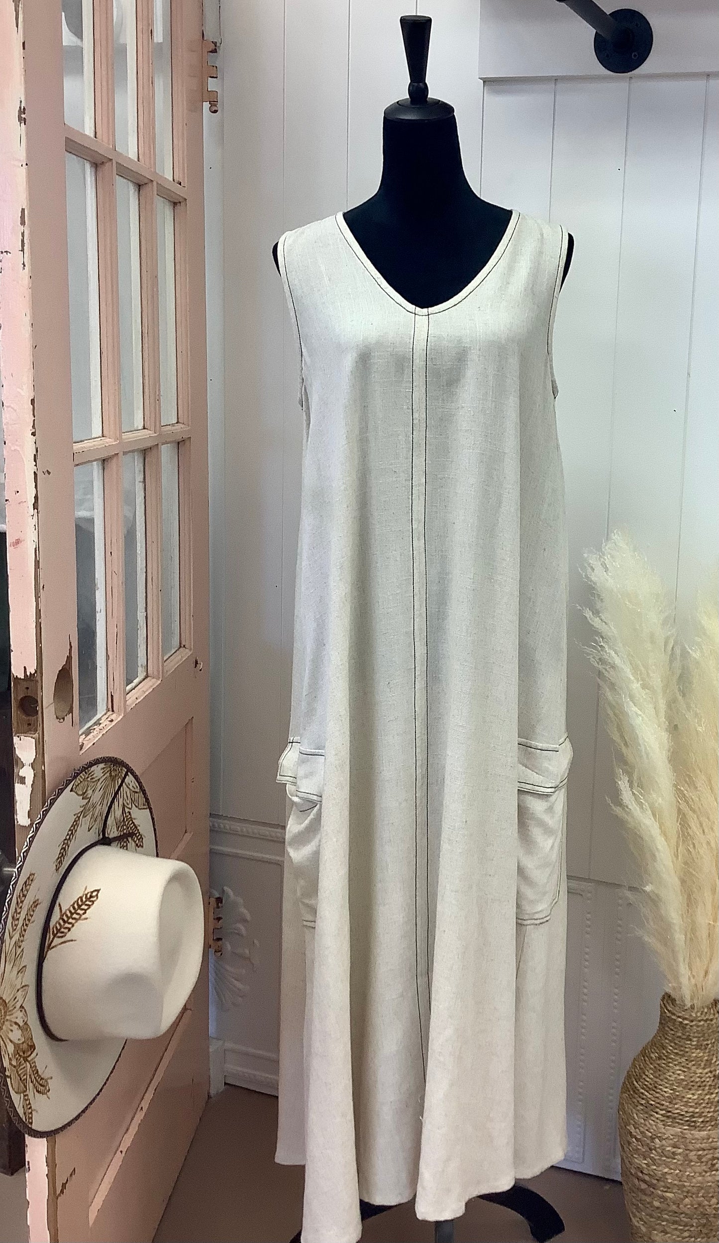 Flowy Linen Cargo Dress