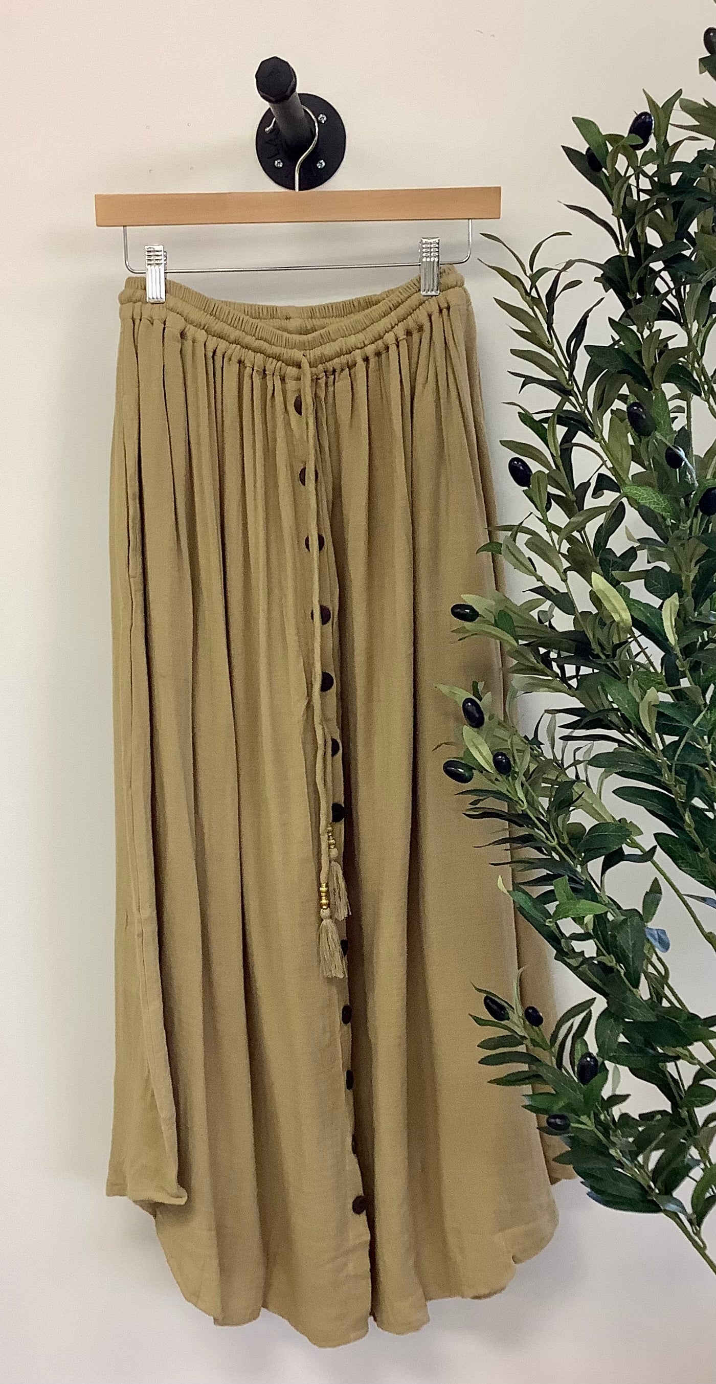Beachy Boho Bamboo Cotton Button Skirt