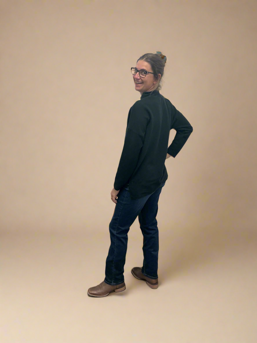 Ribbed Mockneck Tunic Top