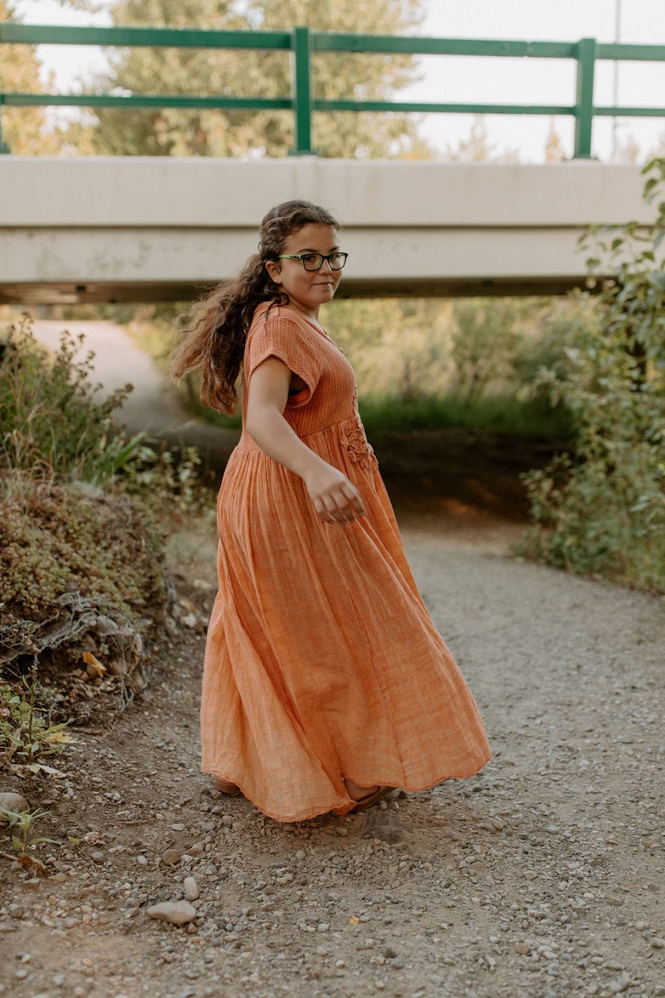 Orange Lace Maxi-dress