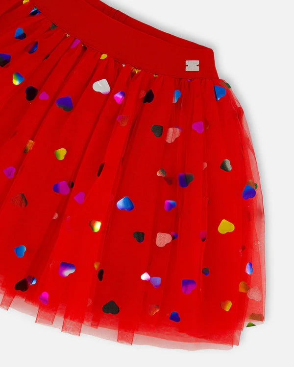 Red Hearts Tulle Skirt
