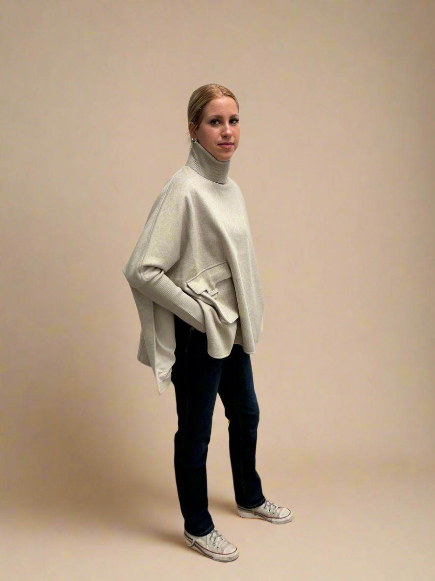 Mixed Media Wool Poncho