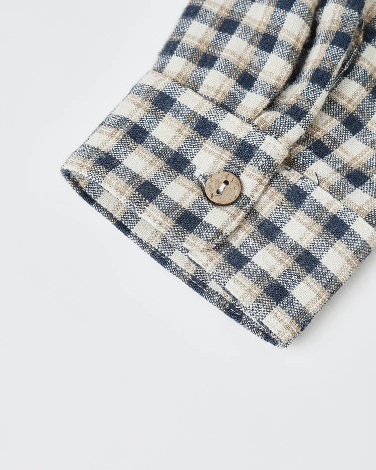 Navy Check Button Down