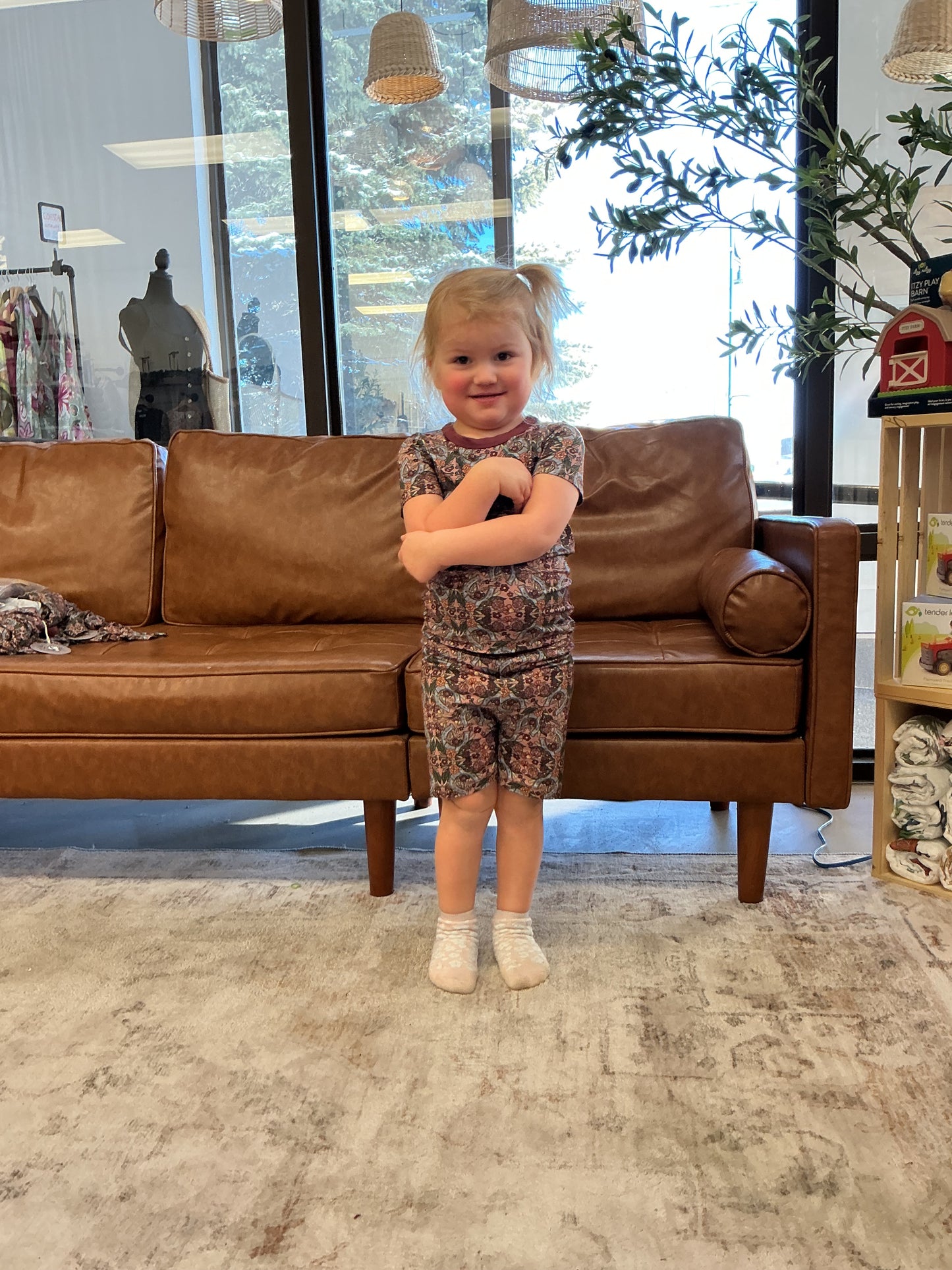 Floral Horseshoe Bamboo Short Two Piece Set