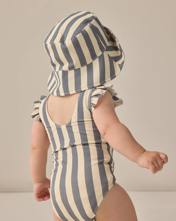 Girls One-Piece Retro Ocean Stripe Swimsuit