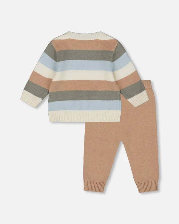 Striped Puppy Knitted Baby Set