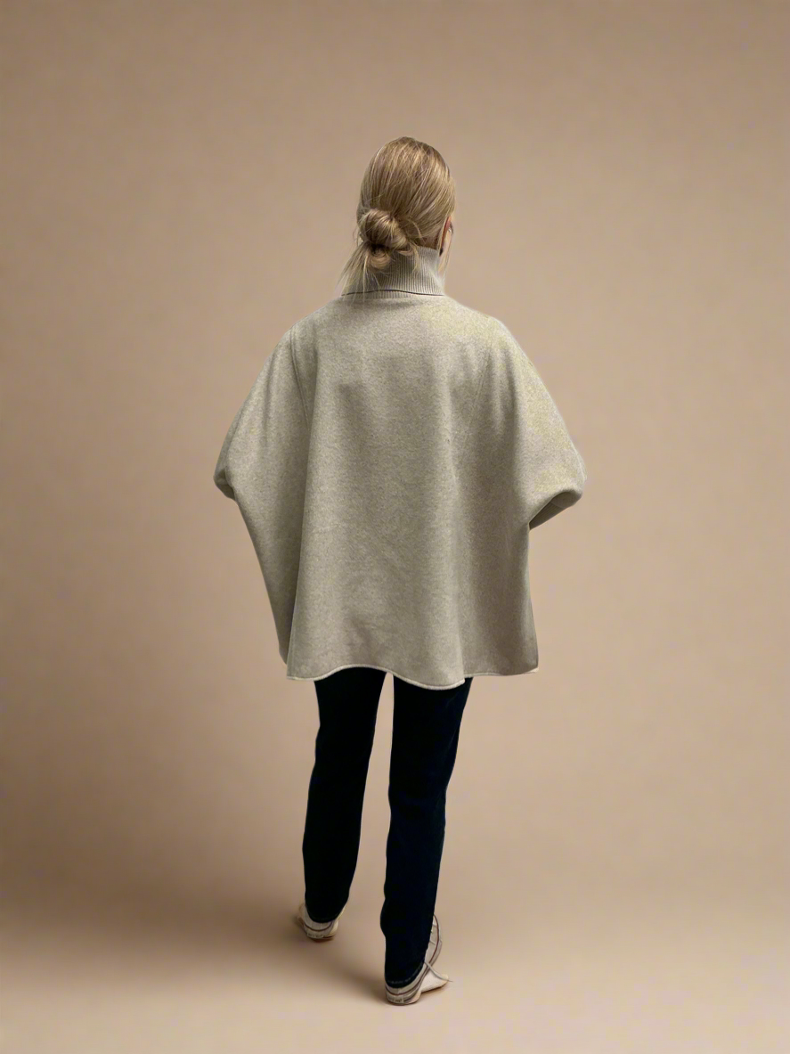 Mixed Media Wool Poncho
