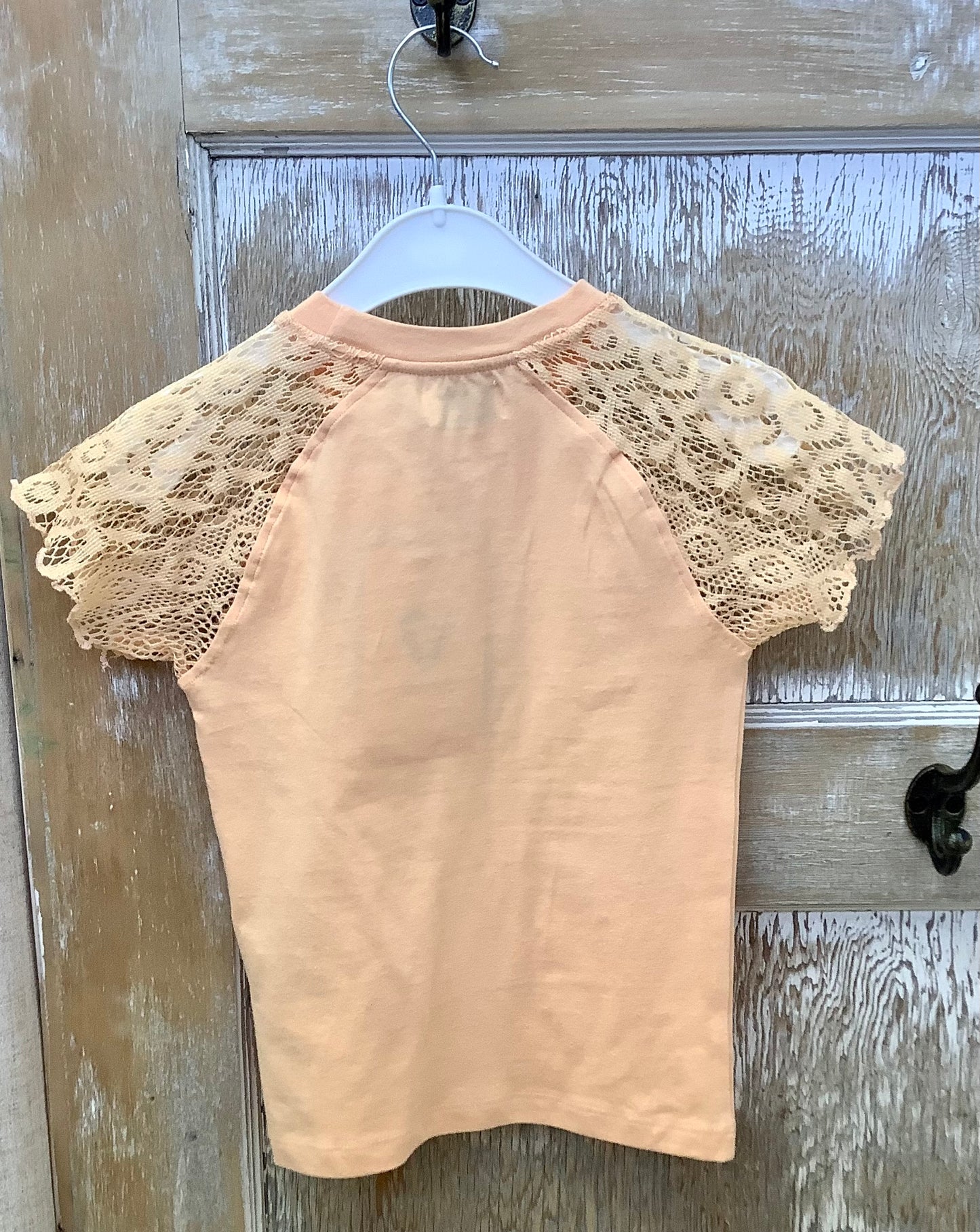 Orange Shirt with Lace Sleeve