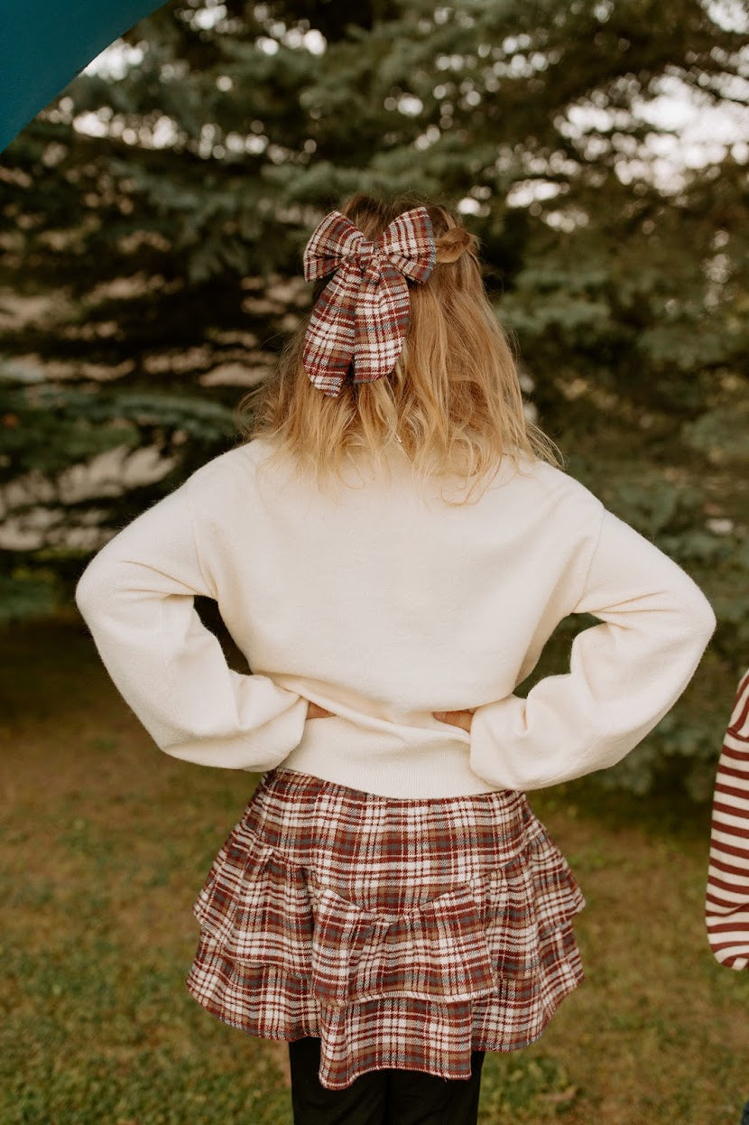Burgundy Plaid Oversized Bow