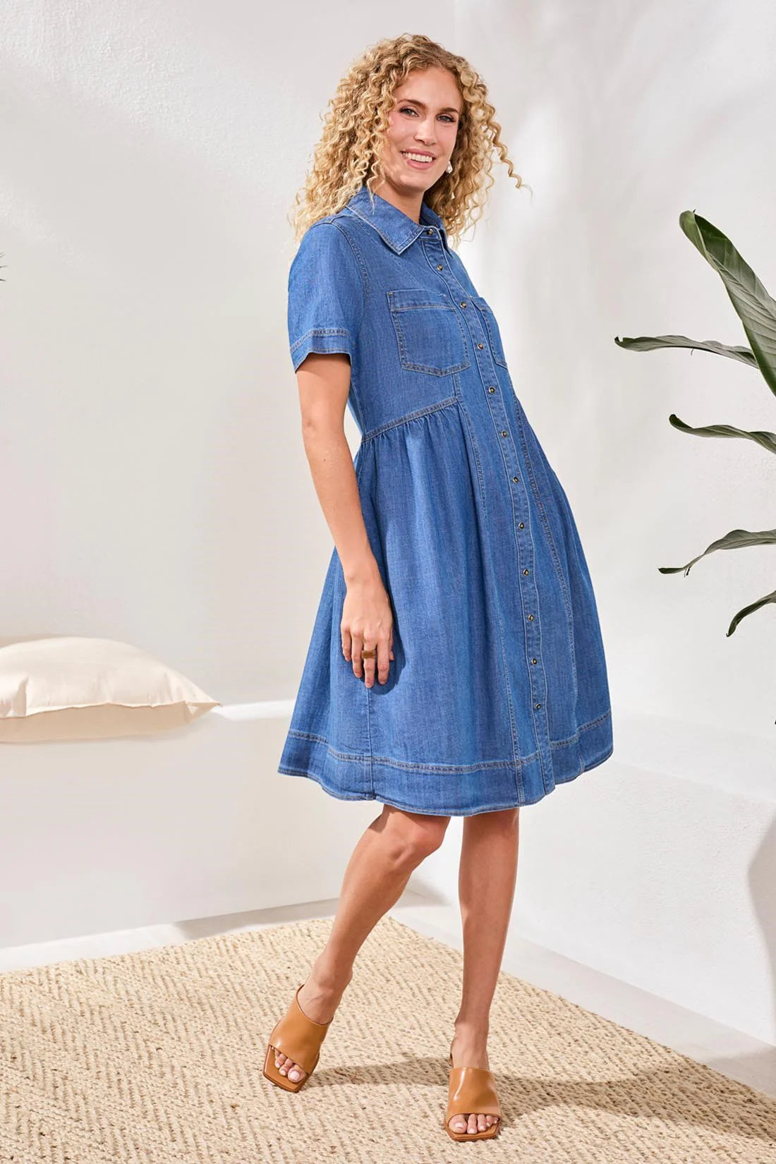 Button Down Flowy Denim Dress With Pockets – Wild Prairie Outpost