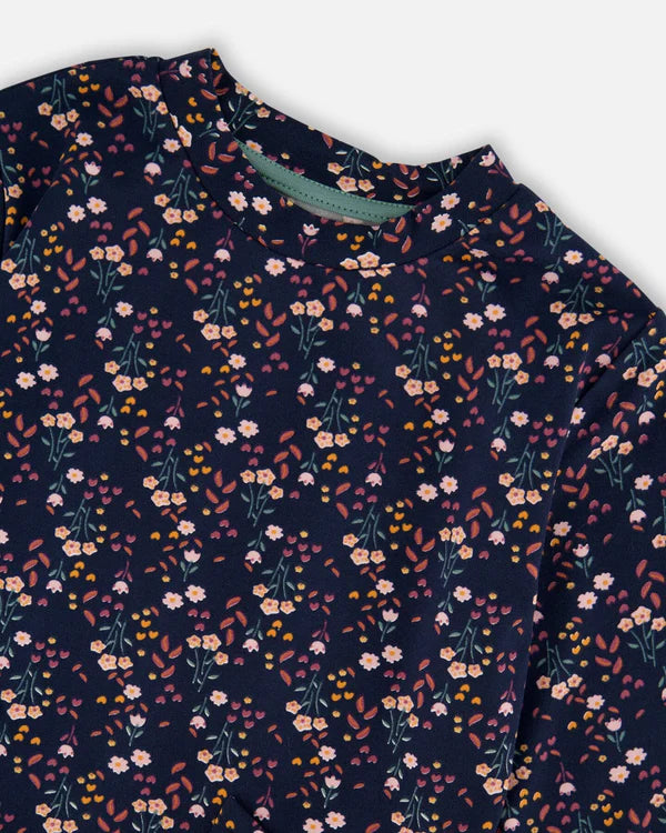 Navy Floral Tunic And Leggings Set