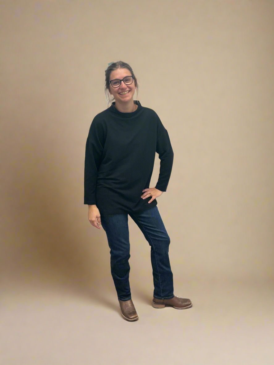 Ribbed Mockneck Tunic Top