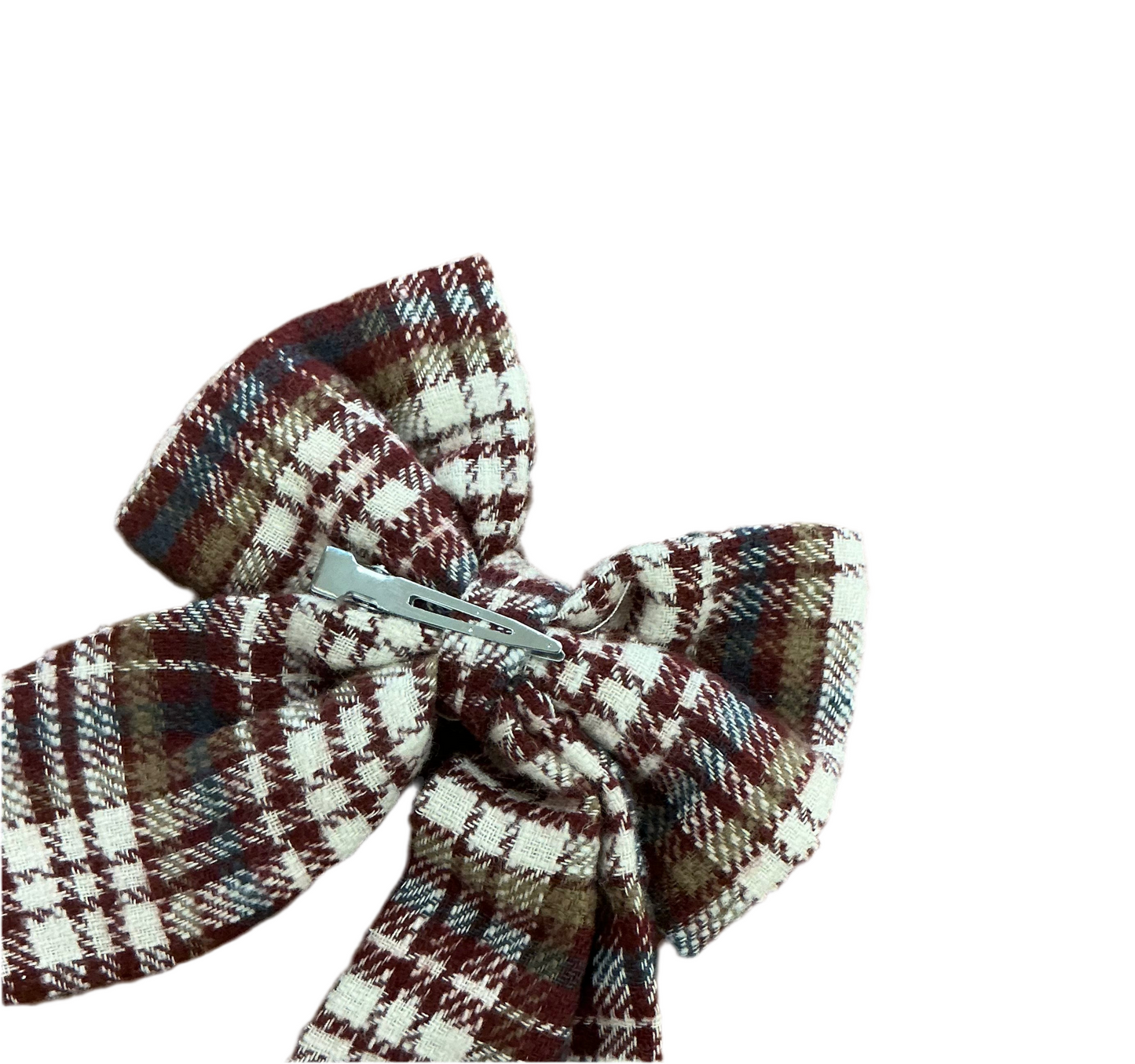 Burgundy Plaid Oversized Bow