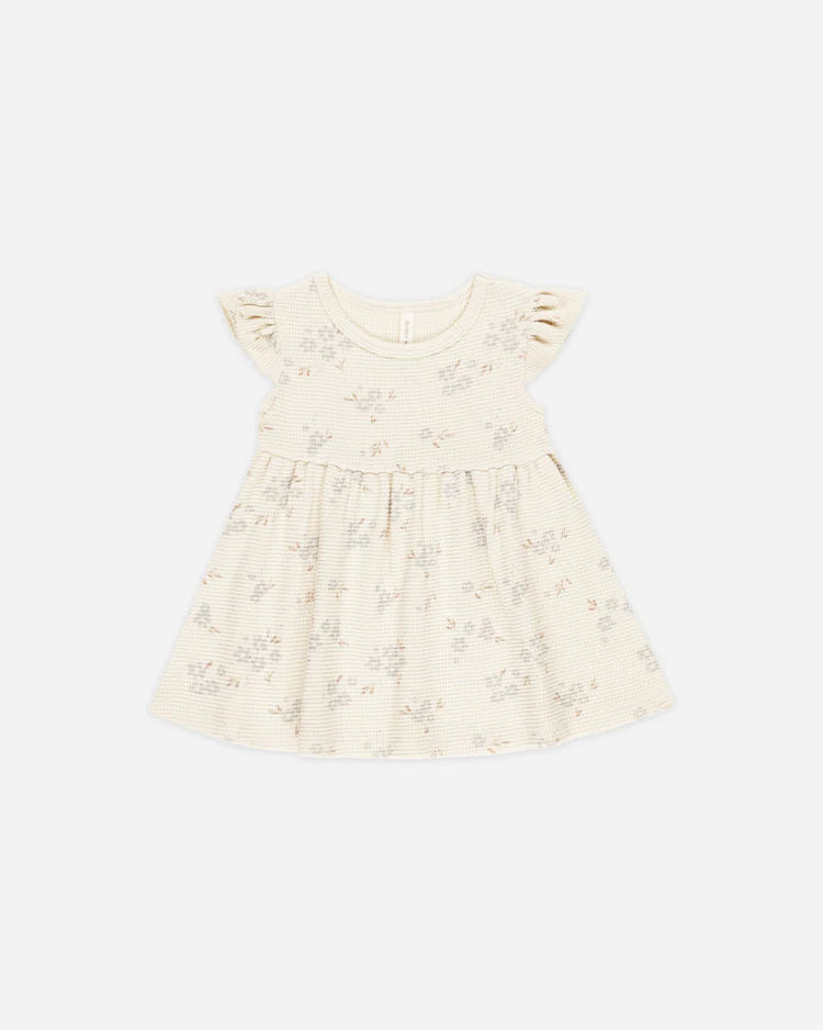 Flutter sleeve dress - blue ditsy