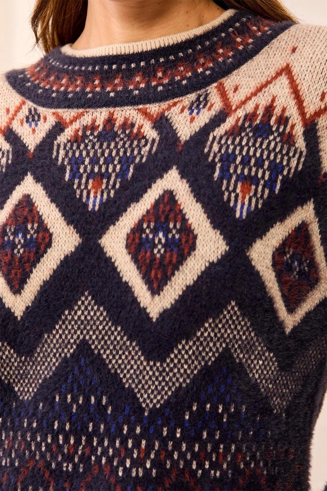 Mock Neck Knit Eyelash Sweater