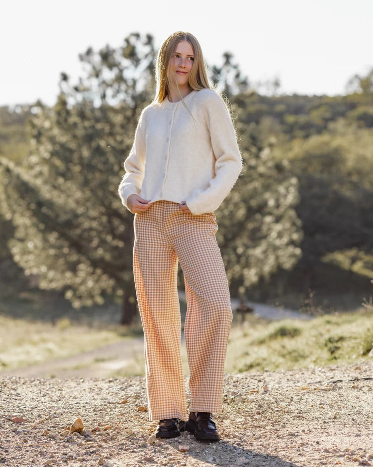 Teen Wide Leg Fawn Gingham Pant