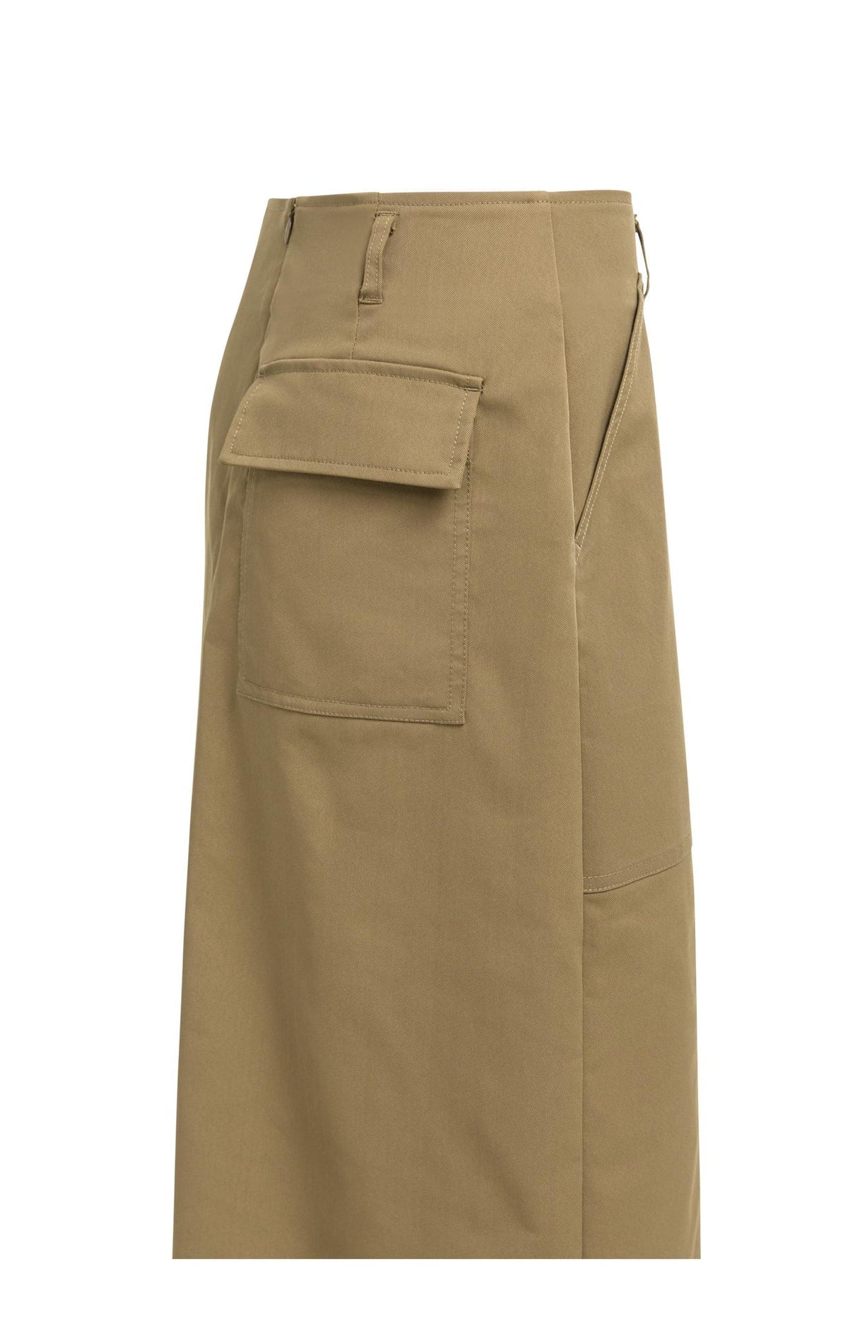 Soft Woven Midi Skirt With Cargo Pockets