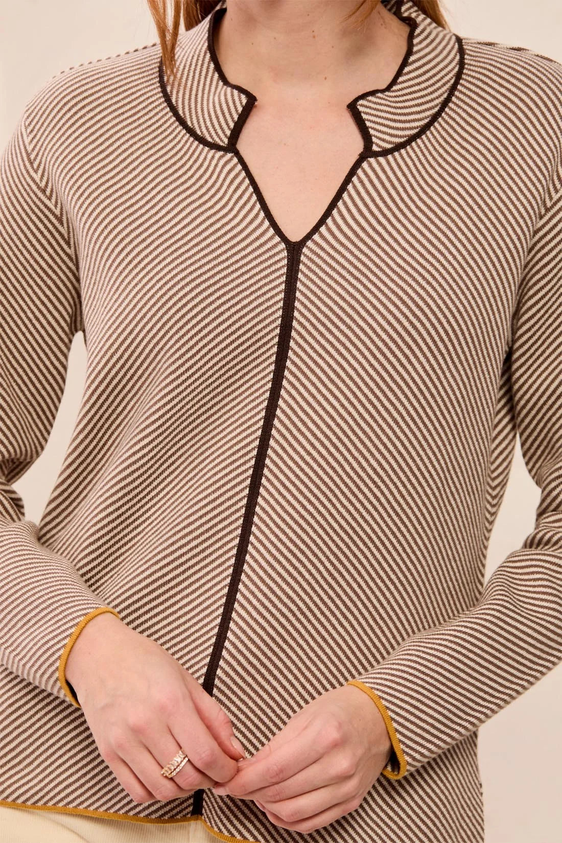 Striped Split Neck Sweater