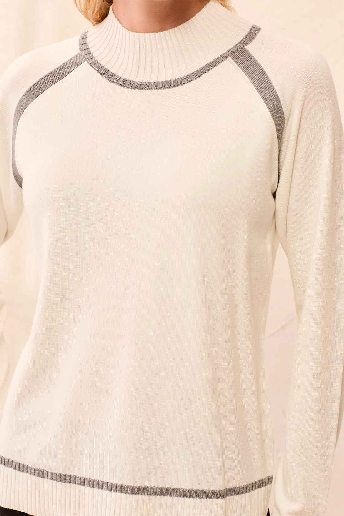 Cream White Mock Neck Sweater