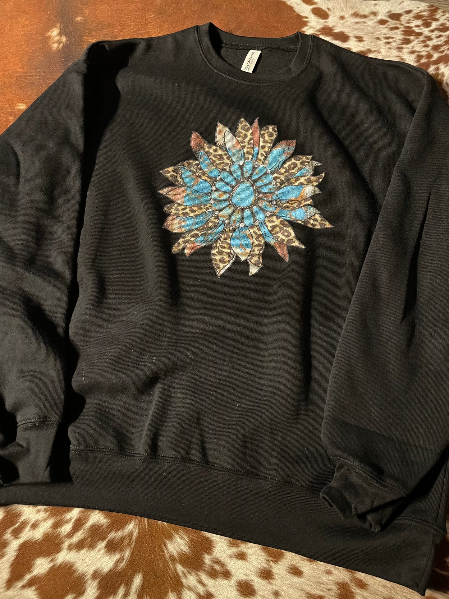 Turquoise Sunflower Crewneck