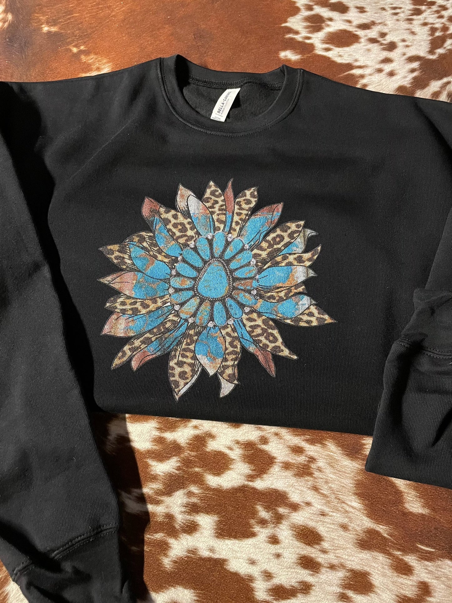 Turquoise Sunflower Crewneck