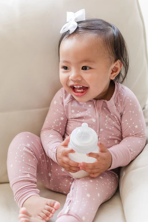 Moonfruit Jammies in winter constellations blush and navy