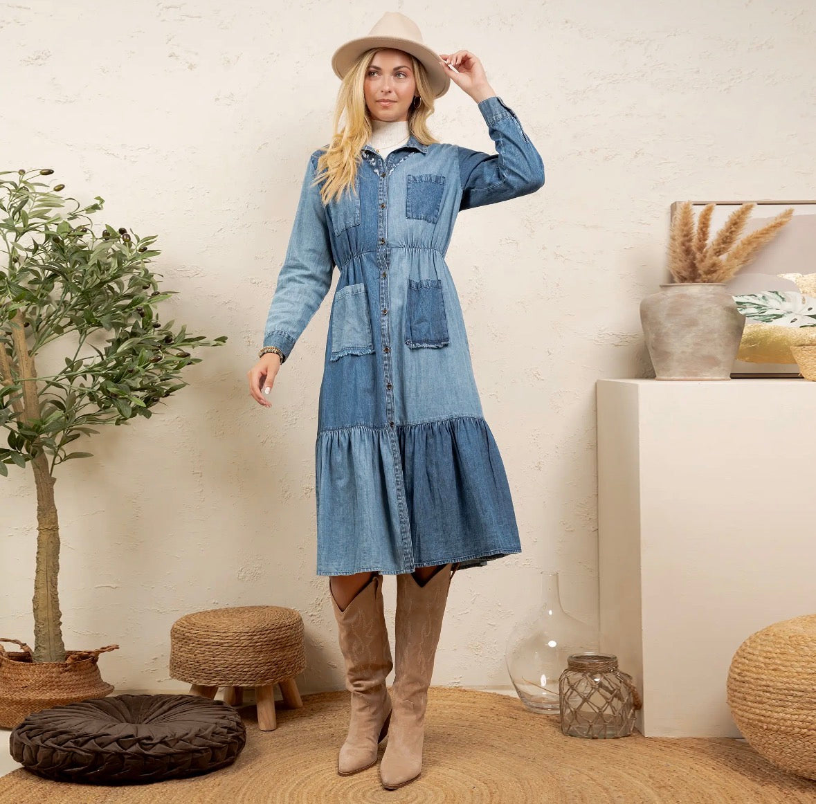 Vintage Bohemian Tiered Midi Dress