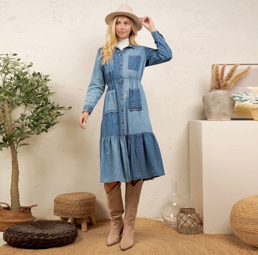 Vintage Bohemian Tiered Midi Dress