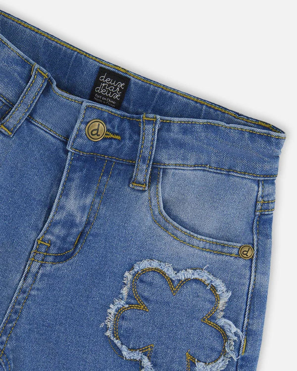 Floral Appliqué Denim Jeans