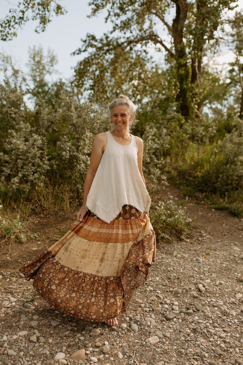 Bohemian Earthy Tiered Maxi Skirt