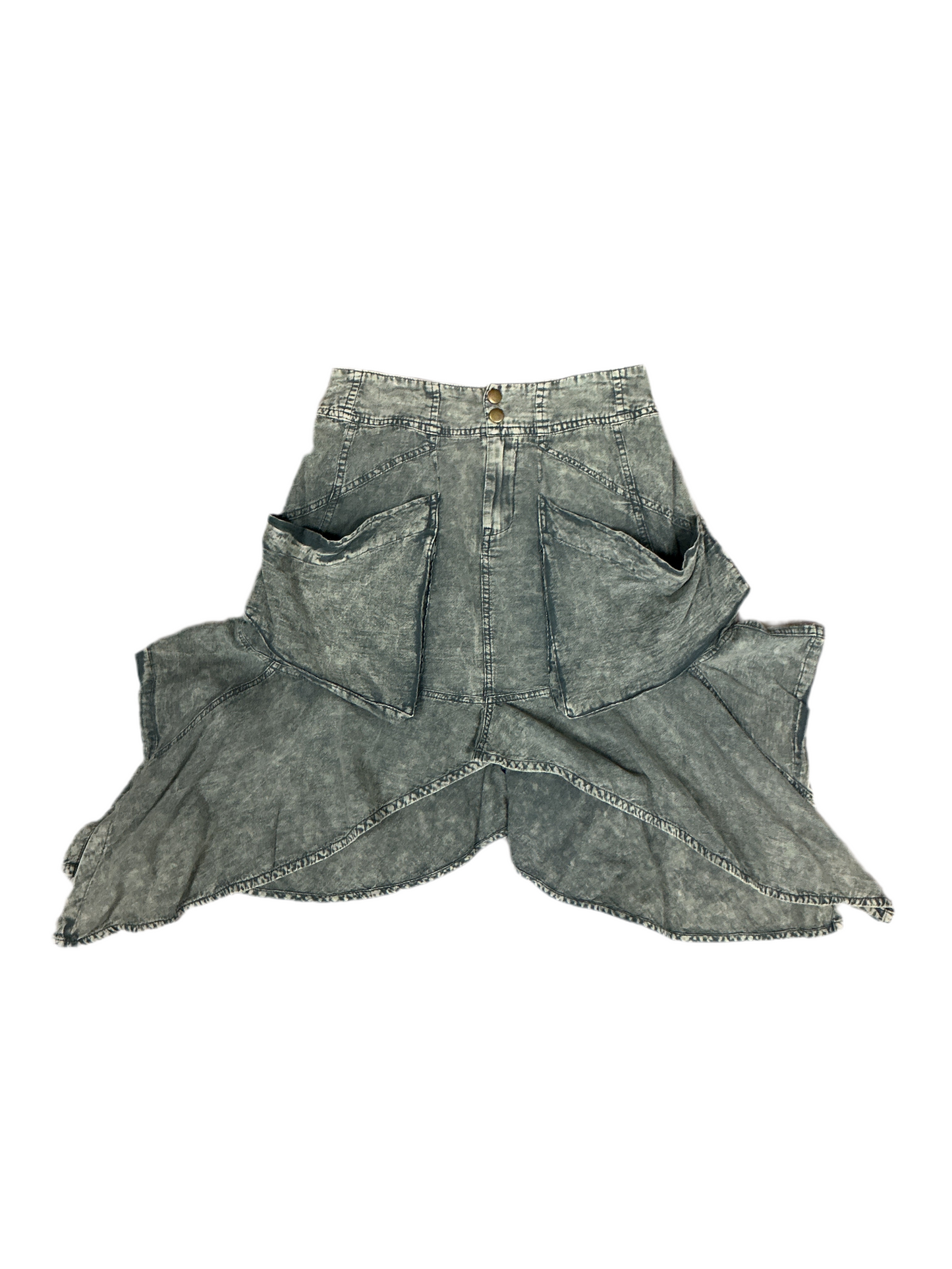 Faded Denim Cargo Skirt