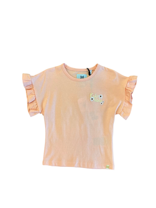 Peach Floral Ruffle Tee