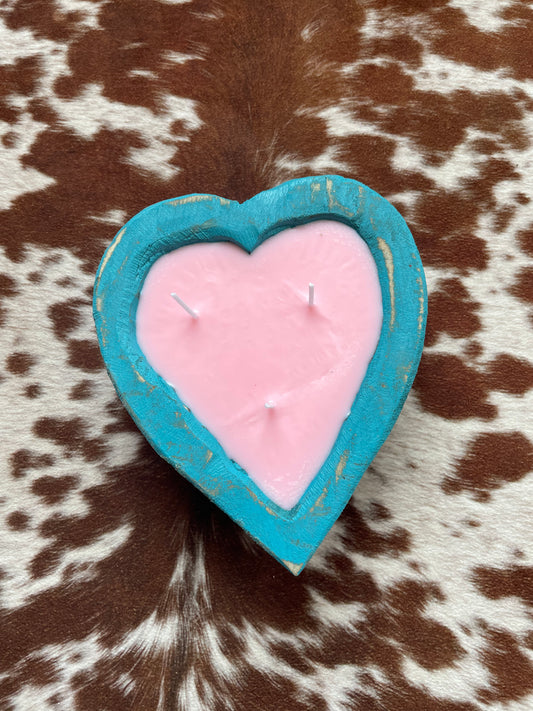 Turquoise Heart Candle